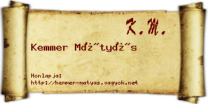 Kemmer Mátyás névjegykártya